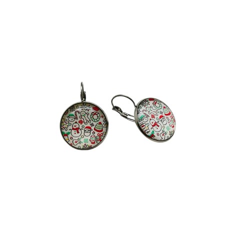 earrings silver steel christmas pattern